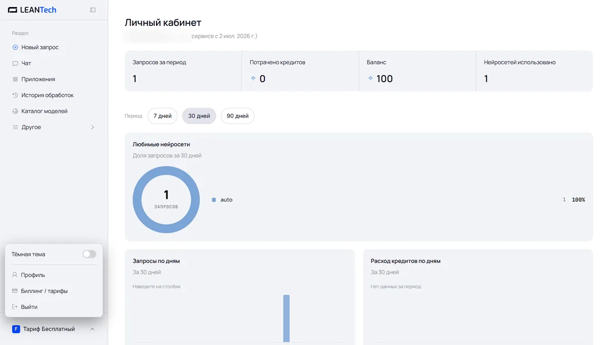 Каталог моделей и доступ к Zerocoder в LeanTech AI